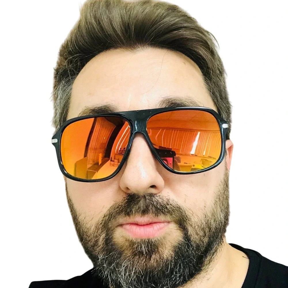 Sunglasses Orange Mirror Lens Fashion Pilot Style Men Street Fishing Glasses New